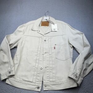 Levis Jacket Mens Medium Beige Type I Trucker Buckle Cinch Back Premium Relaxed